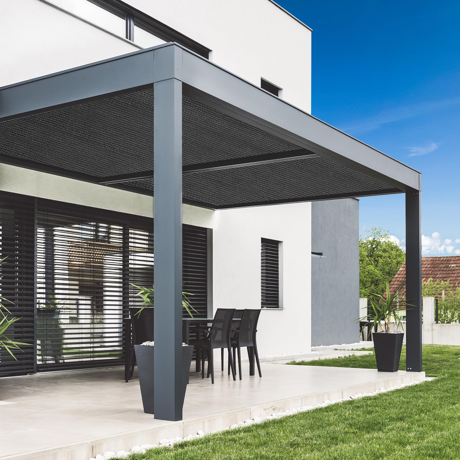 Vicllax 90% Shade Fabric Sun Shade Cloth Privacy Screen With Reinforced Grommets For Outdoor Patio Garden Pergola Cover Canopy 16X16 Ft, Graphite