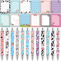 Skyygemm 24 Pieces Cow Sticky Notes Milky Cow Pens Gift Note Pads Memo Pads 3x4 Inch Black Ink 1.0 mm Ballpoint Pen for Women Te