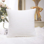 Home Brilliant Striped Velvet Corduroy Euro Throw Pillow Sham Accent Couch Cushion Cover For Teen Girls, 24 X 24 Inch (60Cm), Cr