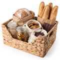 Mifoci Water Hyacinth Wicker Storage Basket with Open Front Stackable Bin Basket and Handles for Pantry Shelves Gift Toys Decora