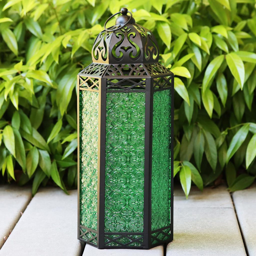 Extra Large Black Metal Decorative Floor Moroccan Lantern Candle Holder Lamp - Indoor/Outdoor, Home Decor, Patio, Halloween, Wed