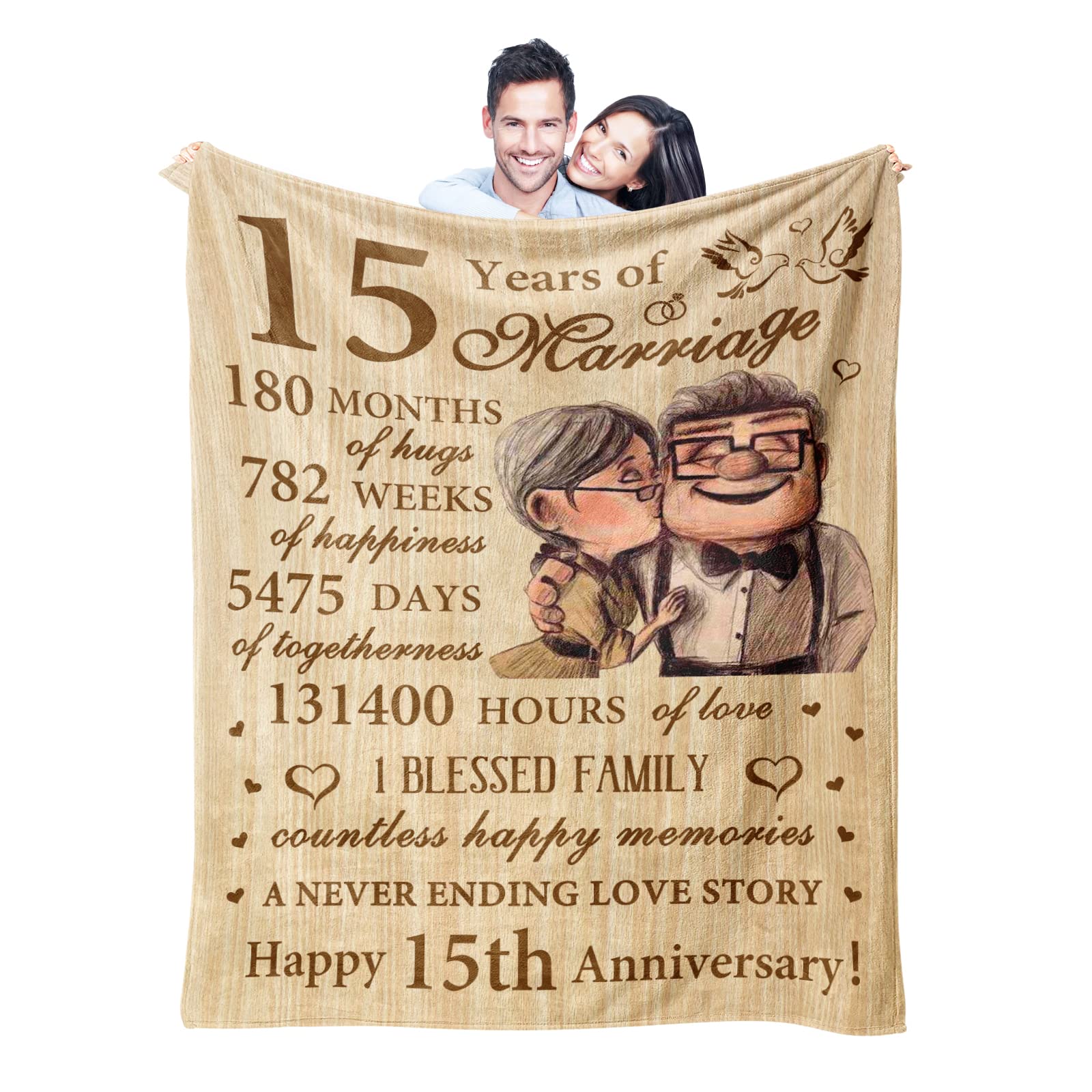 15Th Anniversary Blanket Gifts,15Th Anniversary Wedding Gift,15 Year Anniversary For Him Her Gifts, 15Th Anniversary Crystal Gif