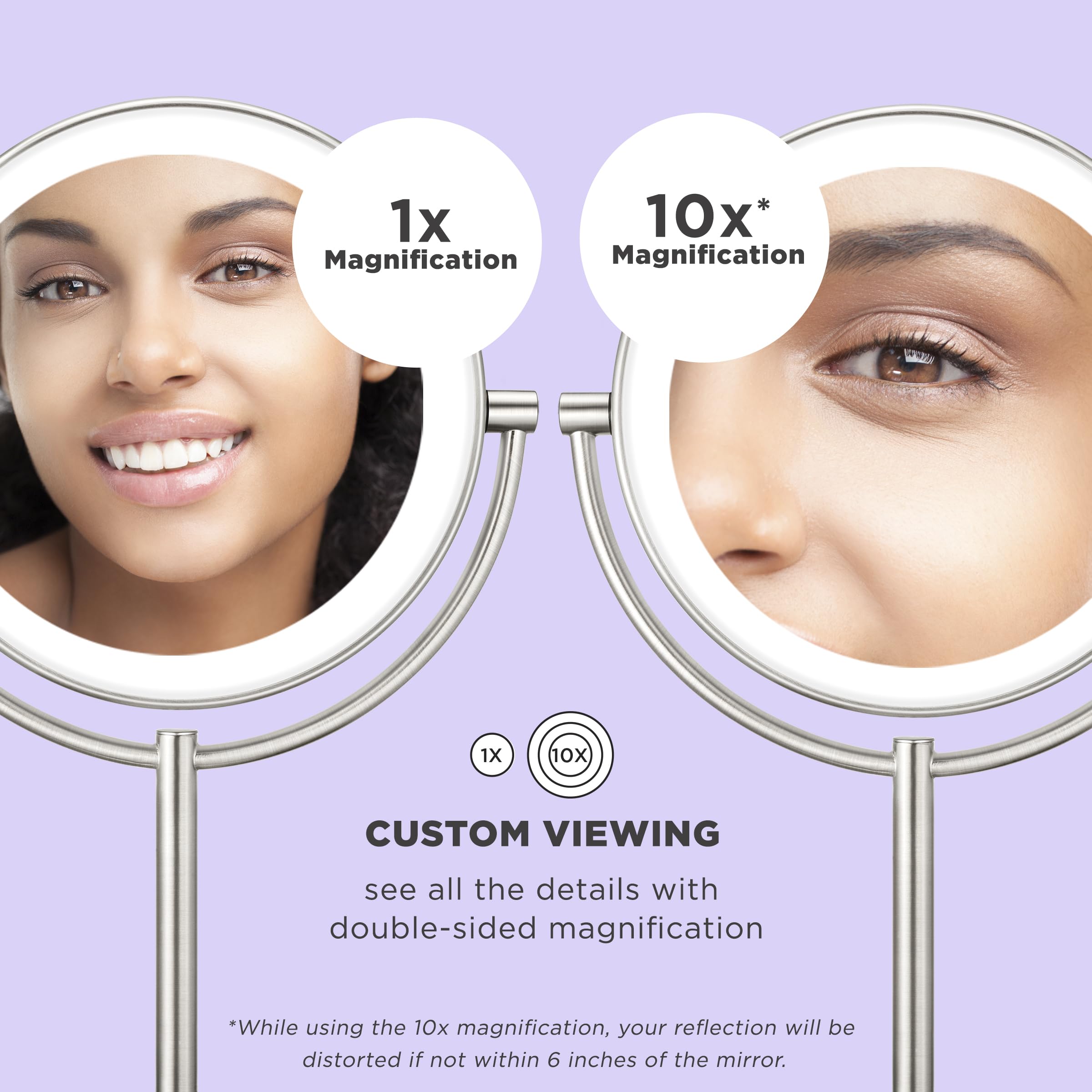 Conair Lighted Makeup Mirror, Led Vanity Mirror, 1X/10X Magnifying Mirror, Corded In Satin Nickel Finish