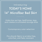 Today'S Home Classic Tailored, Microfiber, 14' Drop Length Bed Skirt Dust Ruffle, California King, Mocha