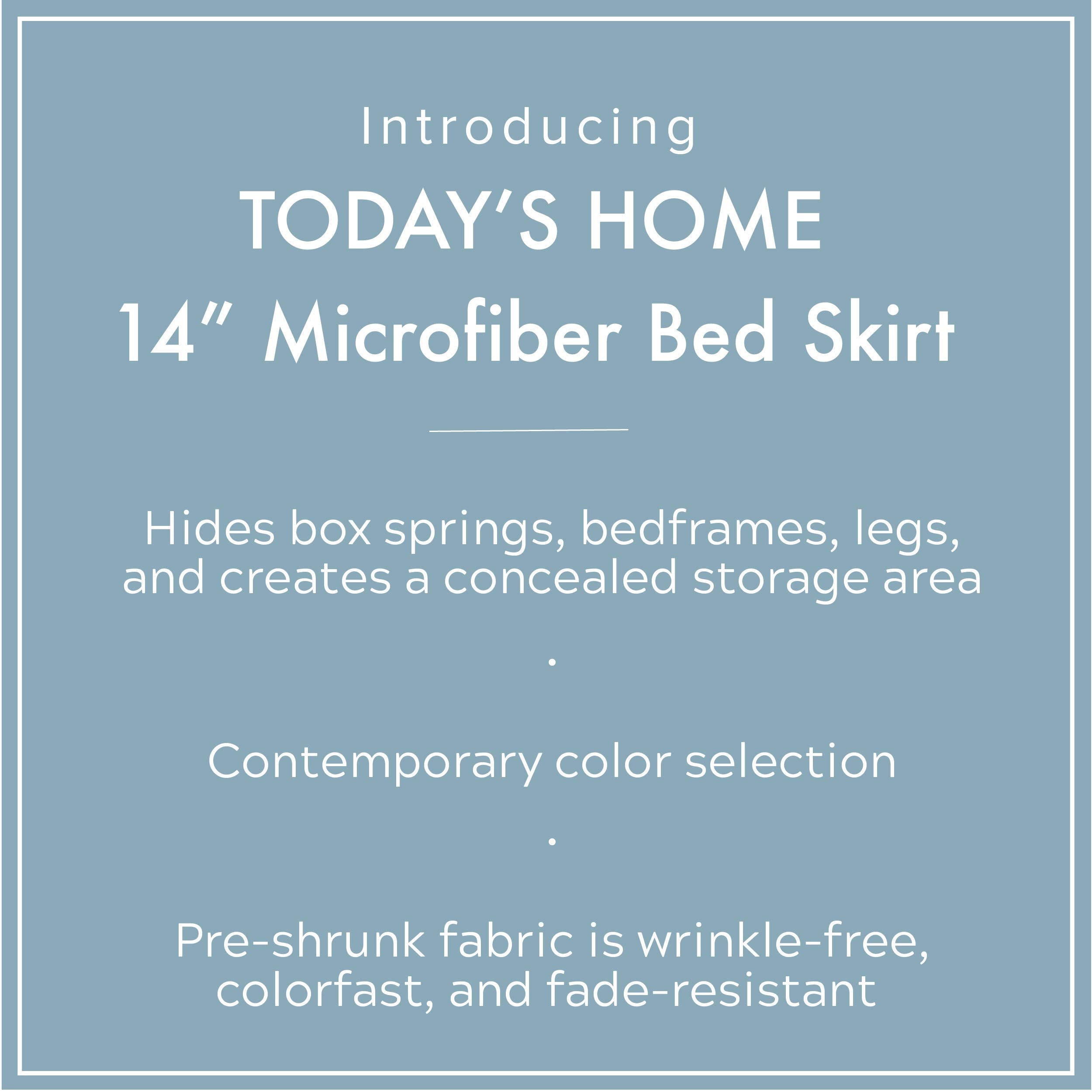 Today'S Home Classic Tailored, Microfiber, 14' Drop Length Bed Skirt Dust Ruffle, California King, Mocha