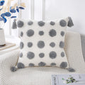 Panod Super Soft Farmhouse Decorative Plush Throw Pillow Covers 22 X 22 Grey,Solid Pom Pom Tufted With Tassels Modern Accent Boh