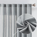 Jinchan Linen Blend Grey Curtains 96 Inches Long For Living Room Farmhouse Rod Pocket Back Tab Light Filtering Window Drapes For Bedroom Curtains Gray 2 Panels