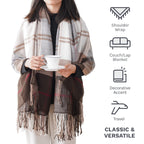 Battilo Home Brown Plaid Throw Blanket For Couch - Fall Plaid Blanket Buffalo Plaid Blankets - Lightweight Farmhouse Outdoor Thr