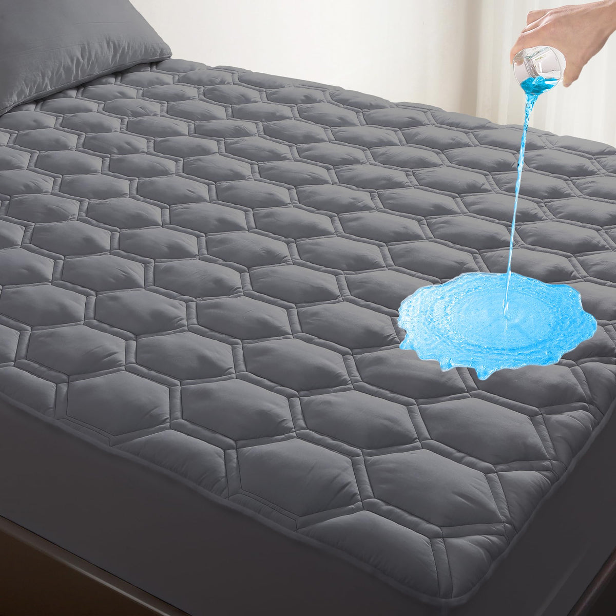 Lunsing Queen Size Mattress Protector, Waterproof Breathable Soft Queen Mattress Pad Cover, Machine Washable, 6-18 In Deep Pocke