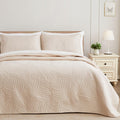 Exclusivo Mezcla Queen Quilt Bedding Set, Lightweight Brich Beige Quilts Queen Full Size For All Seasons, Soft Microfiber Bedspr