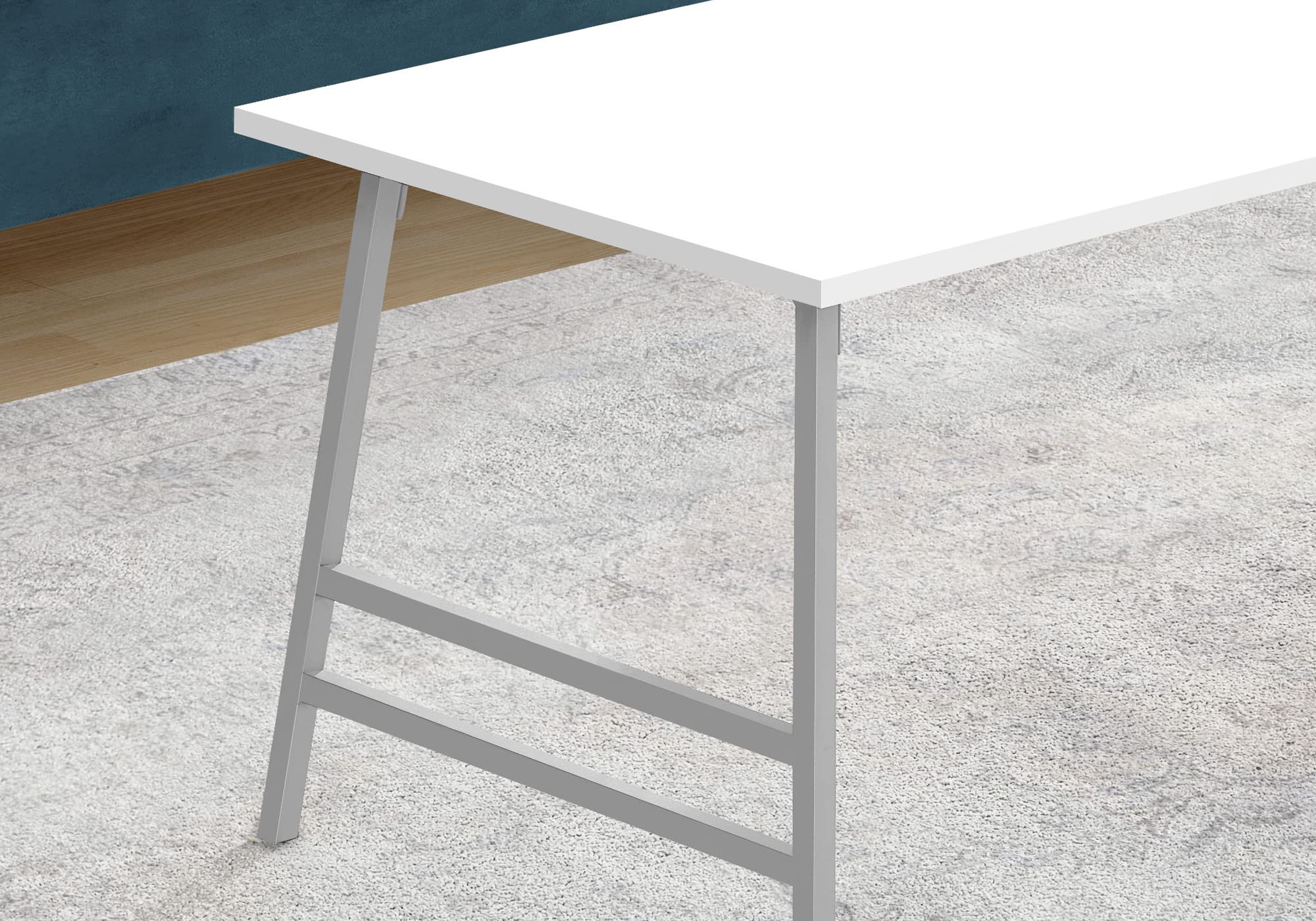 Monarch Specialties I 3790 Coffee Table, Accent, Cocktail, Rectangular, Living Room, 40&Quot; L, Metal, Laminate, White, Grey, Contemporary, Modern