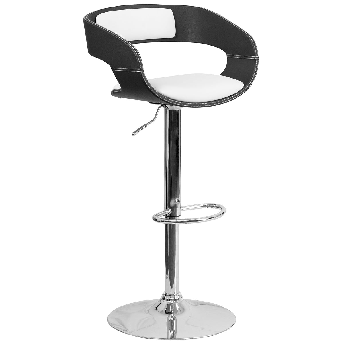 Flash Furniture Mayfair Bentwood Two Tone Black & White Vinyl Adjustable Height Barstool