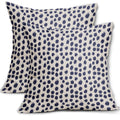 Polka Dot Pillow Covers 16X16 Set Of 2 Stylish Navy Blue Cream Throw Pillows Boho Design Decorative Outdoor Modern Art Pillowcas