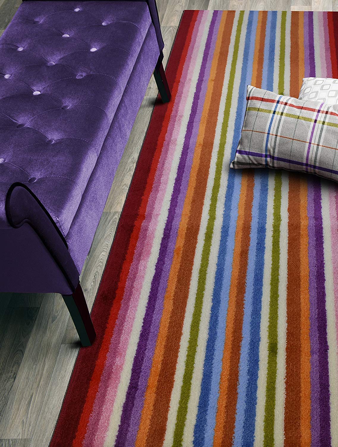 ORFA HOME Custom Size Hallway Runner Rug, Slip Resistant, 26 Inch Wide X Your Choice of Length, Stripes Colorful, 26 Inch X 21 f