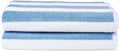 Amazon Basics Sky Blue Cabana Stripe Pool & Beach Towel, 100% Cotton, Soft & Absorbent, Quick Dry, Large, 2 Pack, 30 x 60