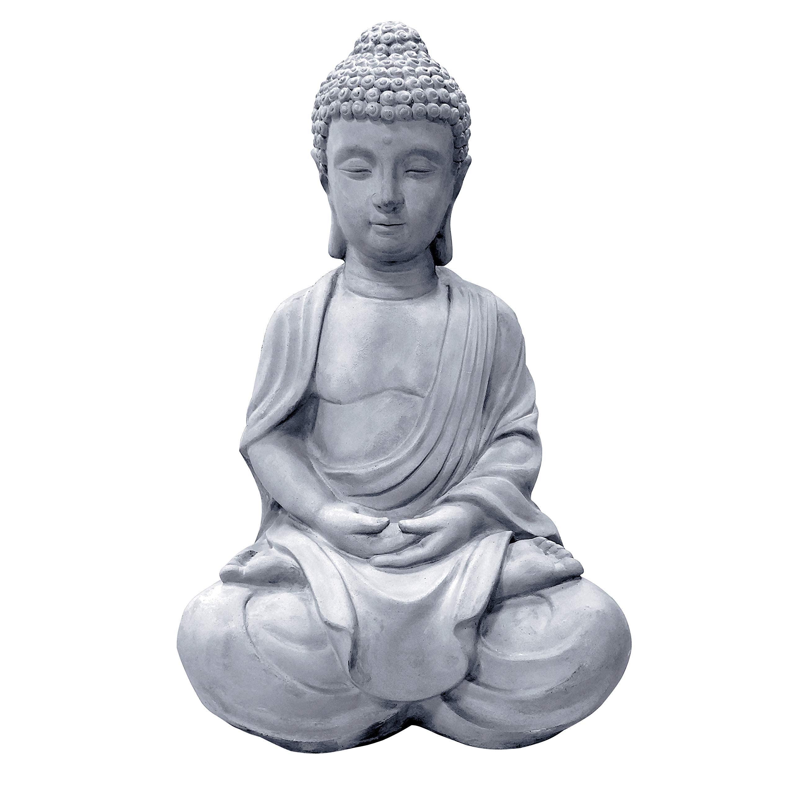 Kante 25.6' Lightweight Sitting Meditating Buddha Zen Indoor Outdoor Statue Natural Concrete