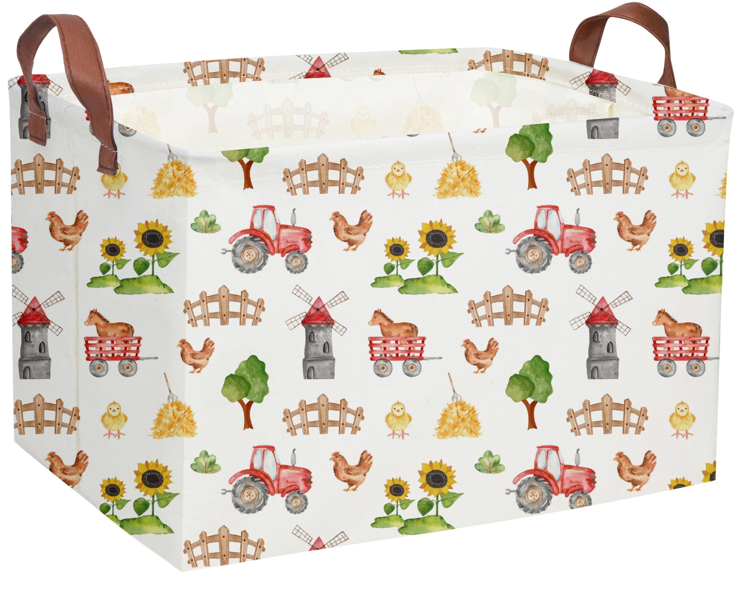 DDBASKET Cute Basket Farm Baskets for Home Decor Basket Rectangular Storage Bin Organizer Box Room Decor.(Farm)