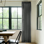 Twopages Carbon Grey Pinch Pleated Drape 84 Inch Length Linen Light Filtering Room Darkening Curtain For Bedroom, Double Layer L