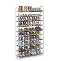 SONGMICS 10-Tier Shoe Rack, Shoe Storage for Hallway Closet, Slim and Space-Saving, Metal Frame, Non-Woven Fabric Shelves, Gray 