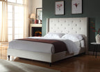 Best Master Furniture Vera Tufted Linen Platform Bed, Full, Beige