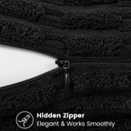 Decoruhome Black Decorative Throw Pillow Covers 24X24 Set Of 2, Soft Corduroy Striped Square Pillow Covers For Couch Living Room Bed Sofa