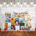 Welcome Back To School First Day Backdrop Kindergarten Classroom Wood White Brick Wall Blackboard Abc Letter Photography Backgro