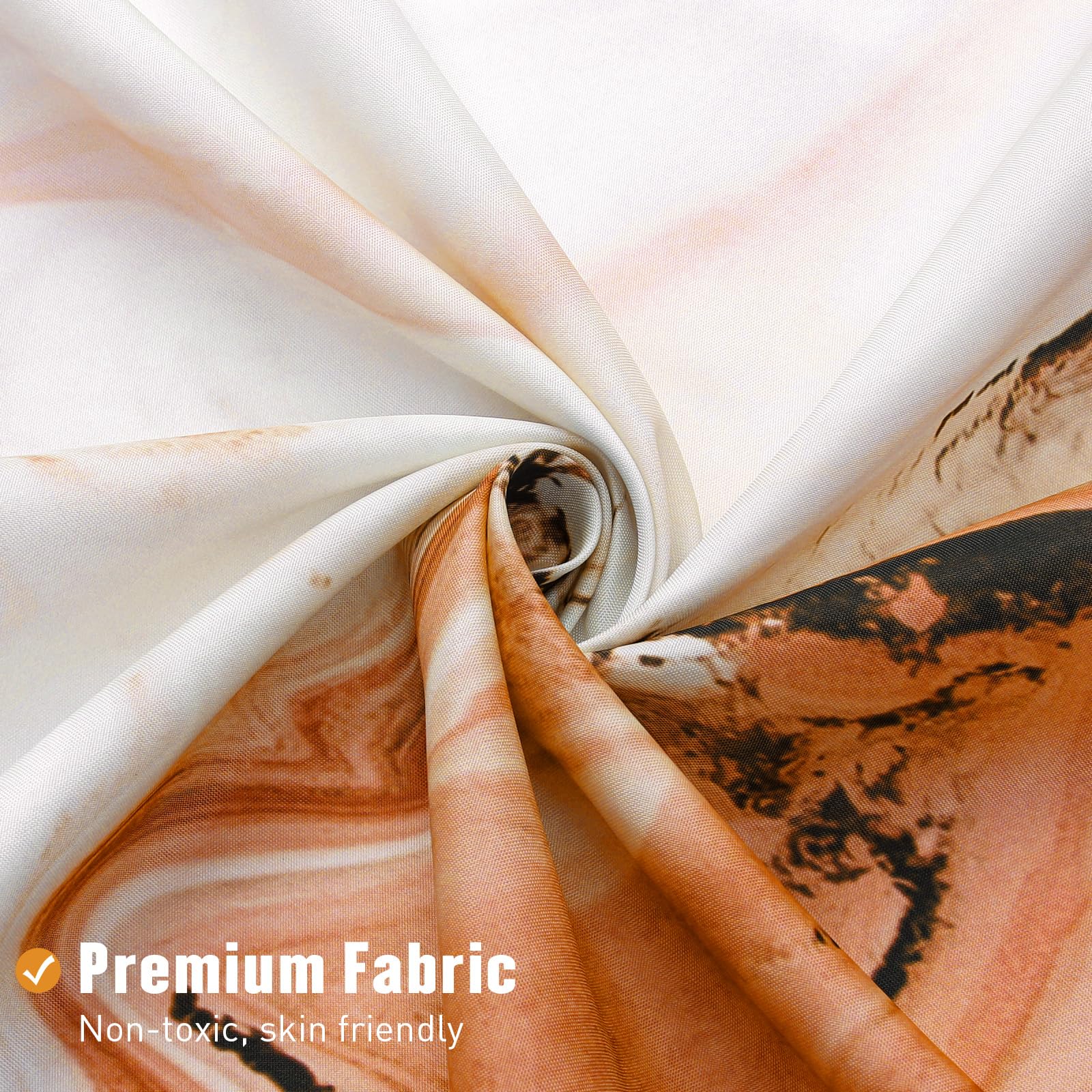 Mitovilla Orange Marble Shower Curtain, Abstract Ombre Fabric Shower Curtains For Modern Bathroom Decor, Luxury Cloth Watercolor