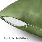 Bedelite Satin Pillowcase With Zipper, Cedar Green Pillow Cases Queen Size Set Of 2, Super Soft And Cooling Similar To Silk Pill