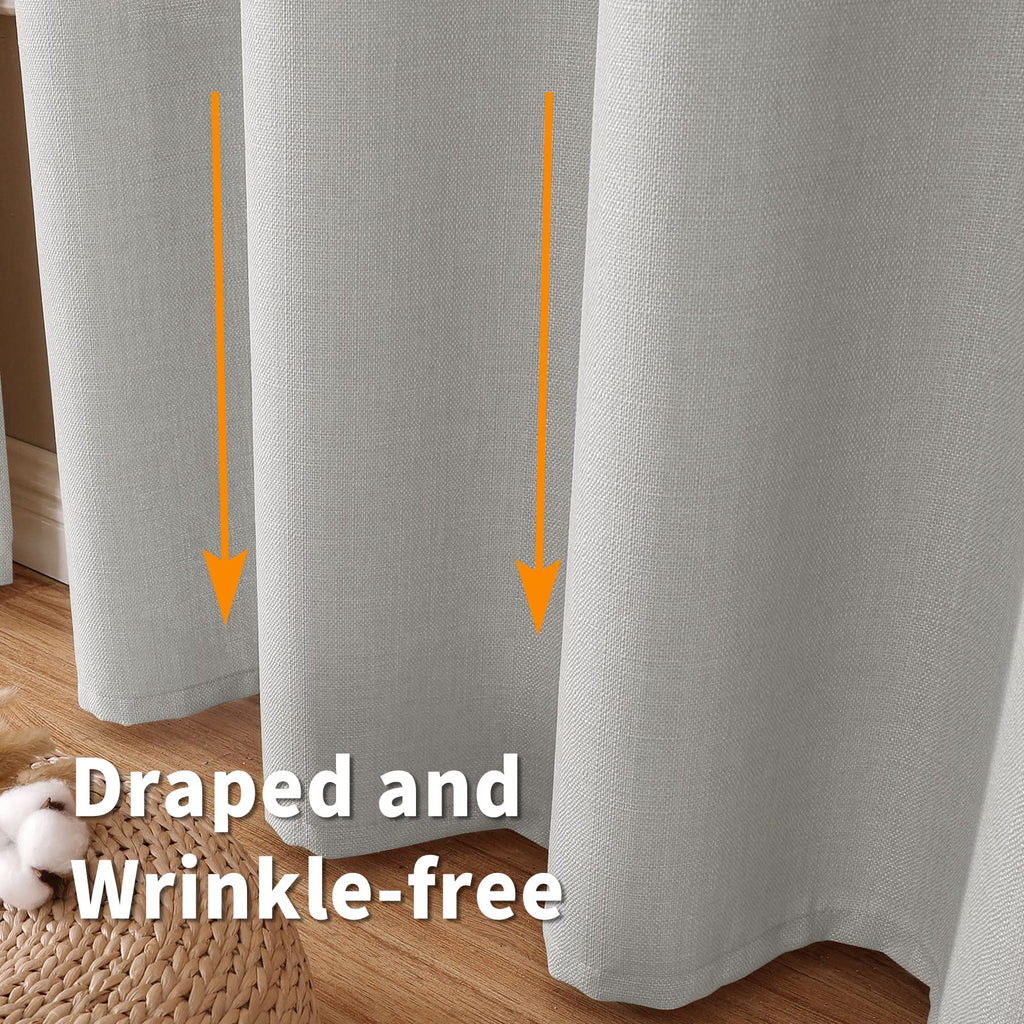 Bgment Natural Faux Linen Curtains For Bedroom, Grommet Thick Linen Semi Sheer Drapes Light Filtering Privacy Window Treatments Curtains For Living Room, Set Of 2 Panels, 52 X 72 Inch, Light Grey