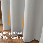 Bgment Natural Faux Linen Curtains For Bedroom, Grommet Thick Linen Semi Sheer Drapes Light Filtering Privacy Window Treatments Curtains For Living Room, Set Of 2 Panels, 52 X 72 Inch, Light Grey