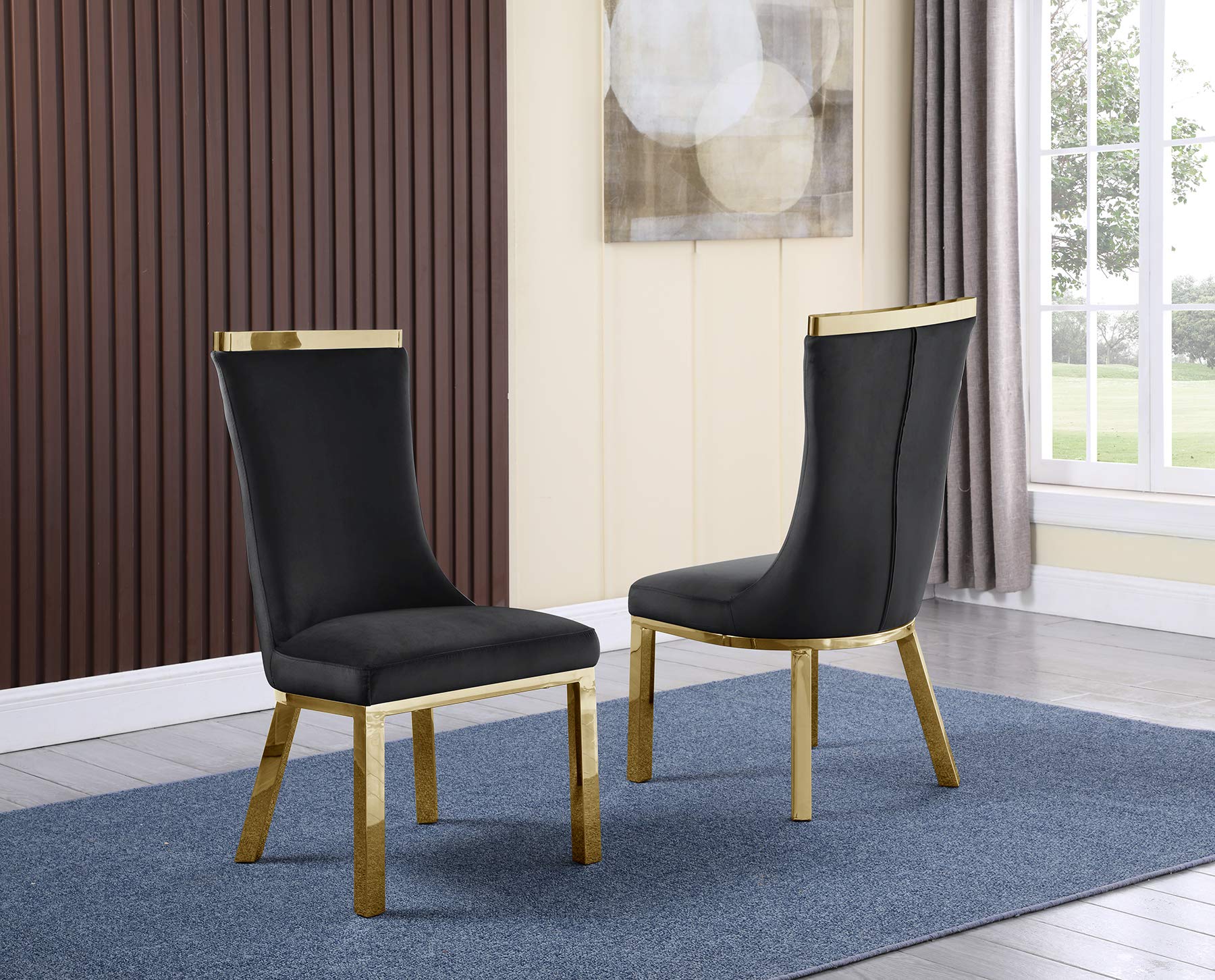 Best Quality Furniture Sc270-277 Dining Set, Black/Gold