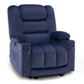 Mcombo Large Power Recliner Chair With Heat And Vibration, Usb Ports, Cup Holders, Electric Reclining For Living Room Pr670 (Nav