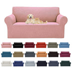 2025 New Stretch Loveseat Sofa Slipcovers Couch Cover For 2 Cushion Furniture Protector Sofa Covers With Elastic Bottom Jacquard Fabric Small Checks For Pets, Kids - Dusty Pink