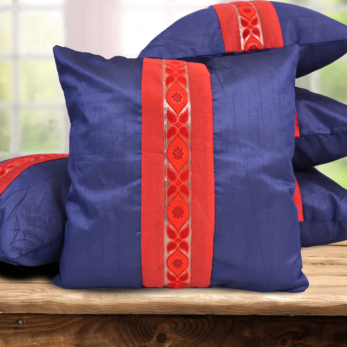 The Purple Tree Embroidered Cushion Covers For Sofa (16X16 Inch, Pack Of 5) Sofa Cushion Cover, Diwali Cushion Cover, Diwali Dec