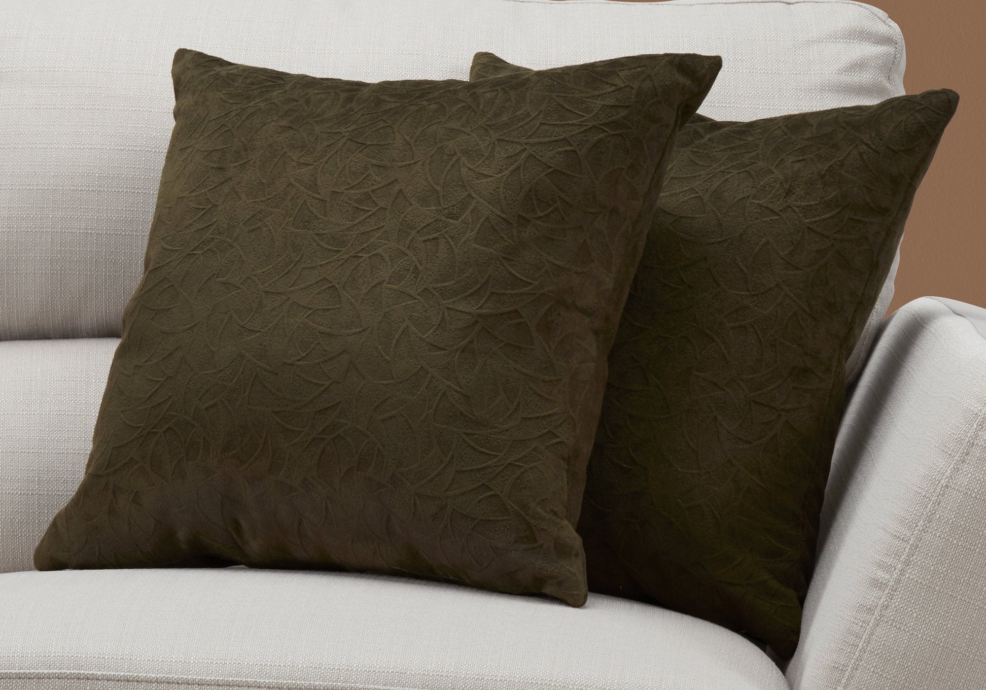 Monarch Specialties Decorative Throw Pillow, Floral Velvet, Dark Green, 2pcs