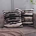 Black Faux Fur Fluffy Throw Pillow Covers 20X20 Set Of 2 Plush Boho Fuzzy Decorative Cushion Cases Home Indoor Decor Winter Deco