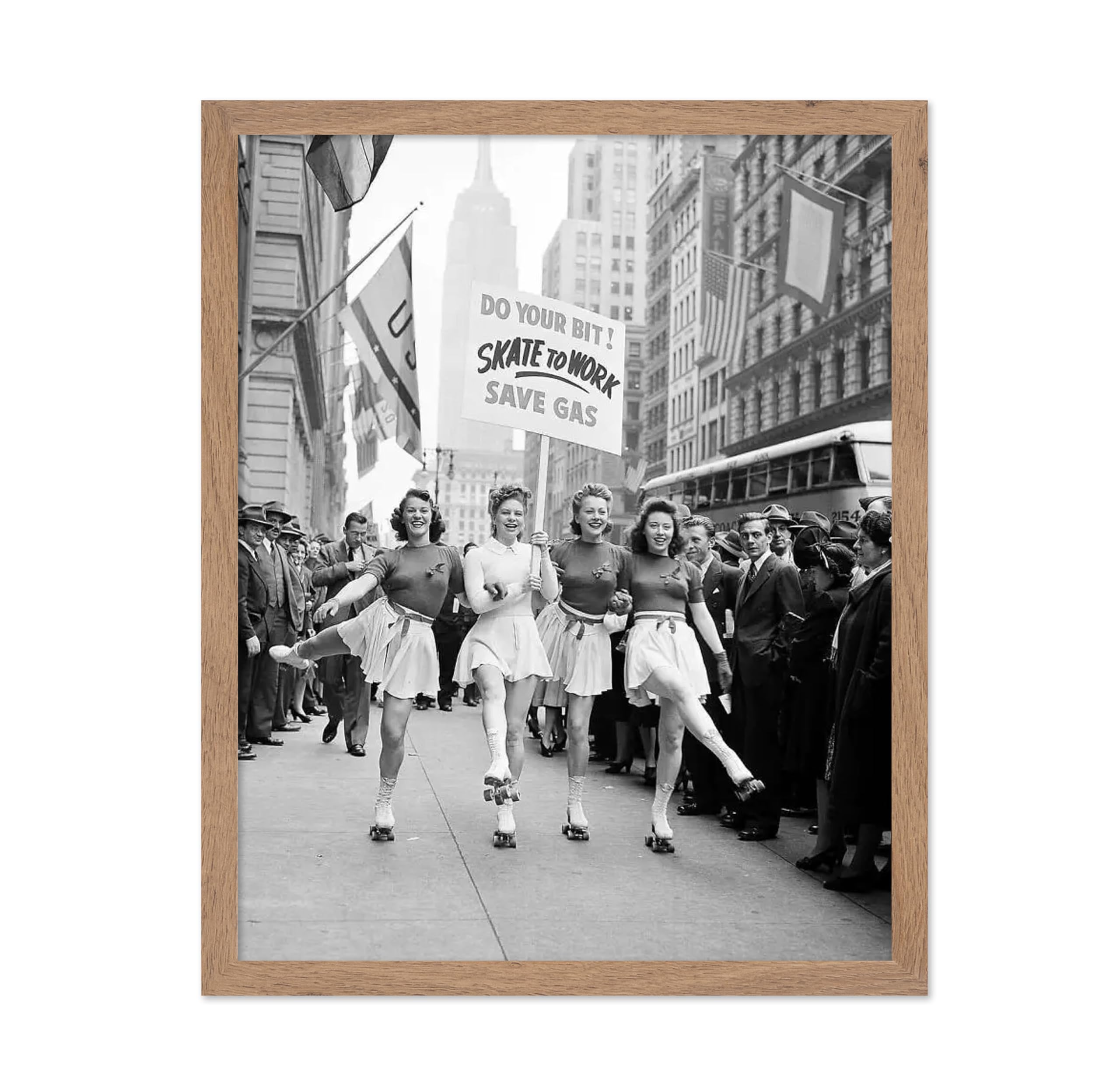 Poster Master Vintage New York Poster - Retro Skate to Work Print - Save Gas Art - Skater Girls Art - Chic Gift for Her, Women, 