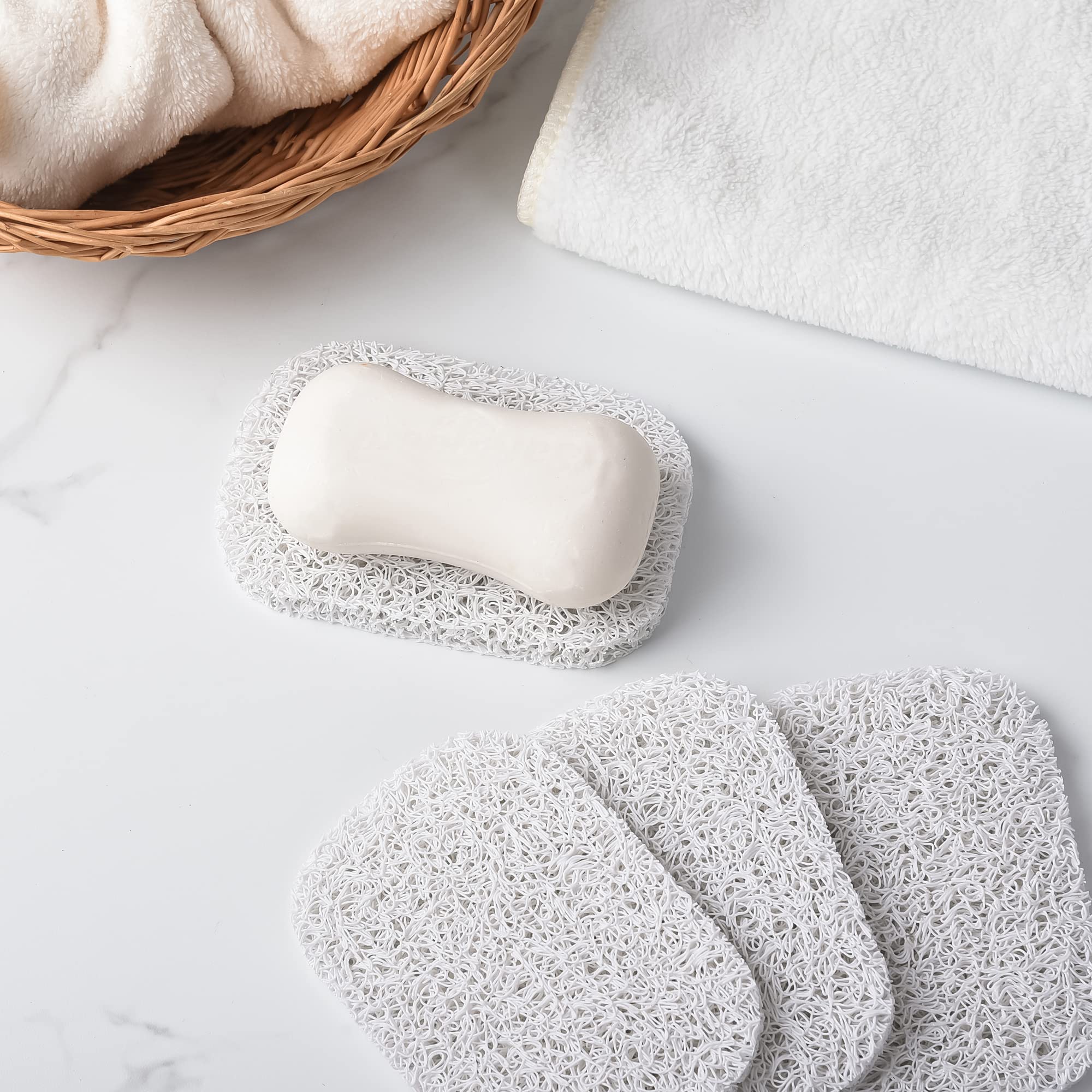 Jephen 4Pcs Soap Lifting Pads For Soap Dish,Bars Soap Holder For Shower Kitchen Bathroom Travel Hotel Cleaning Supplies