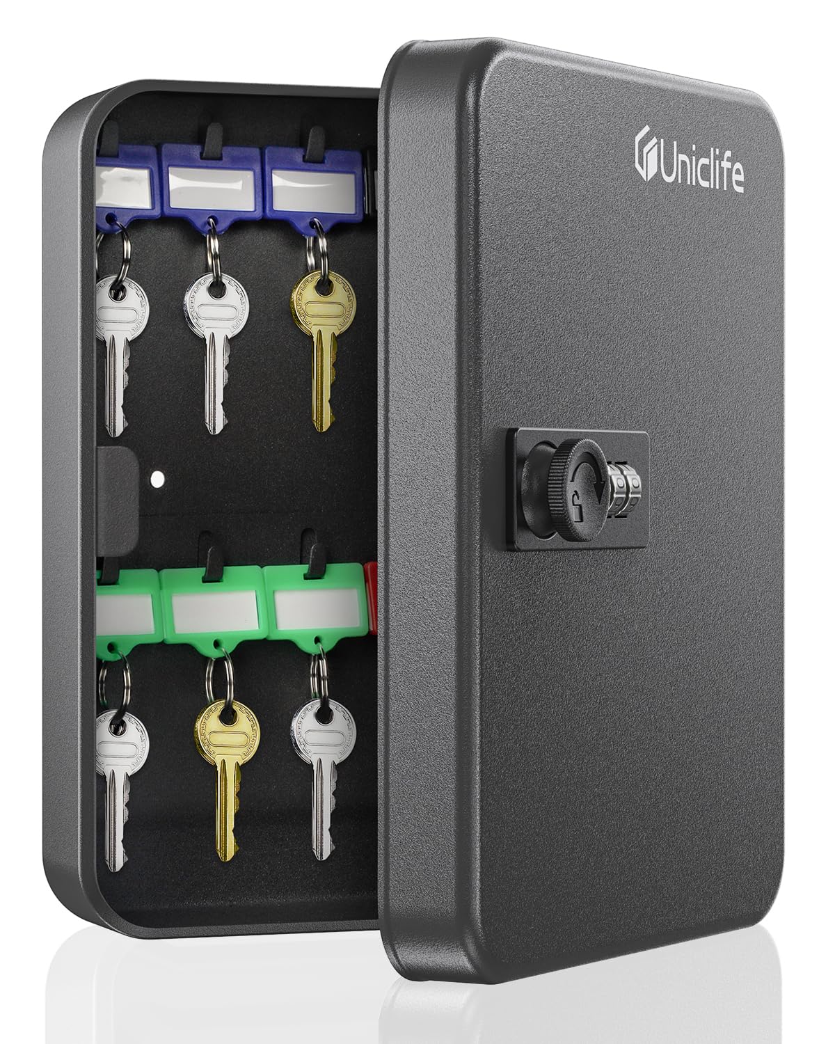 Uniclife 20 Position Key Cabinet With Combination Lock Resettable Black Digital Security Storage Box Steel Key Organizer With Co