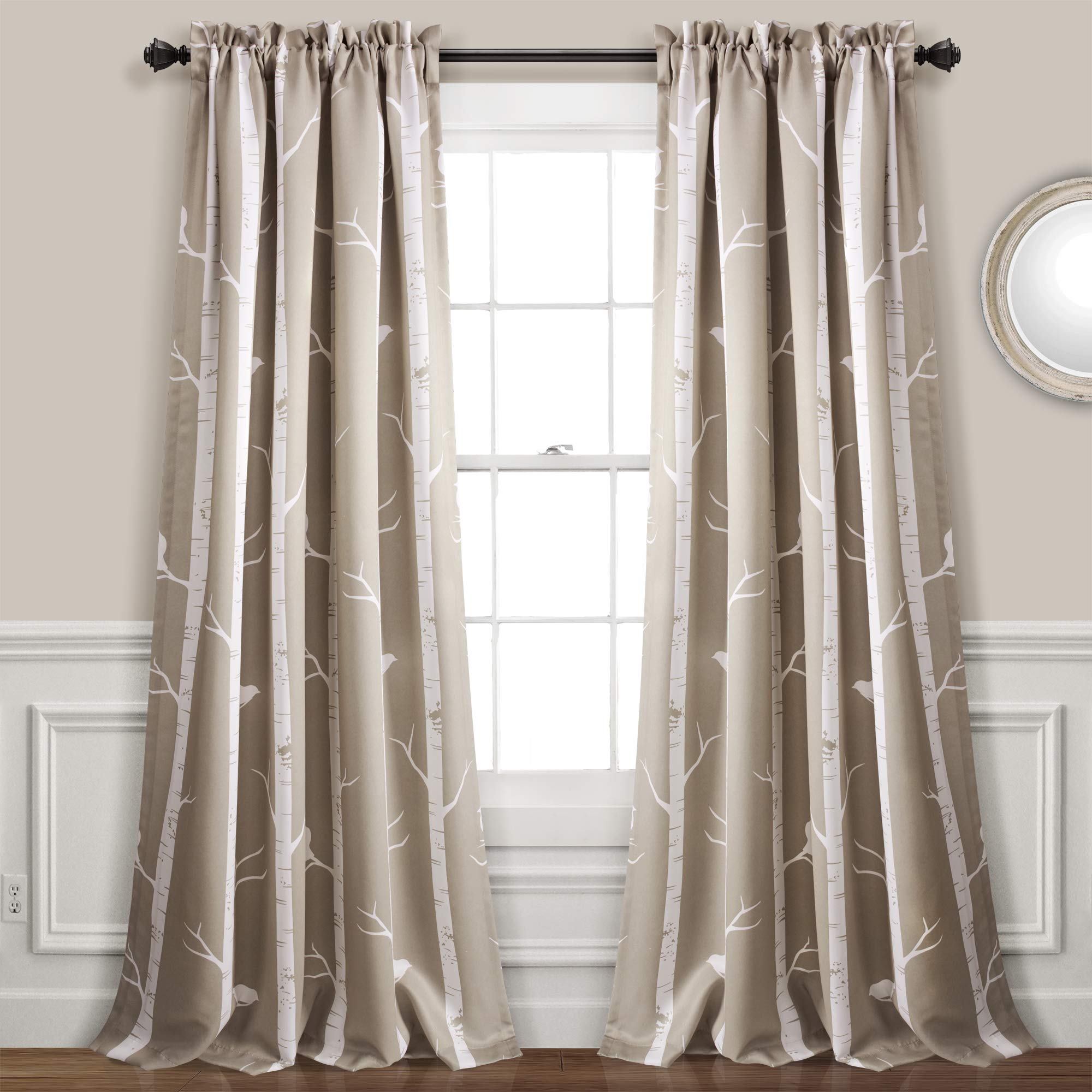 Lush D  cor, Wheat Lush Decor Bird On The Tree Curtains Light Filtering Window Set for Living, Dining, Bedroom x 52 W, 84 in L P