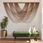 Flber Large Macrame Wall Hanging Brown Die-Dyed 57.00'' W X 31.00'' L Boho Wall Decor Yarn Tapestry Craftsmanship Home Macrame W