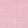 Unique Loom Trellis Frieze Collection Area Rug - Geometric (7 Square, Light Pink/ Ivory)