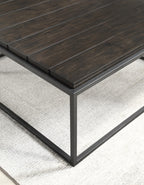 Steve Silver Co Tekoa 48-Inch Square Cocktail Acacia Veneers, Iron Base, Grand Scale for Modern Living Rooms Table, Walnut