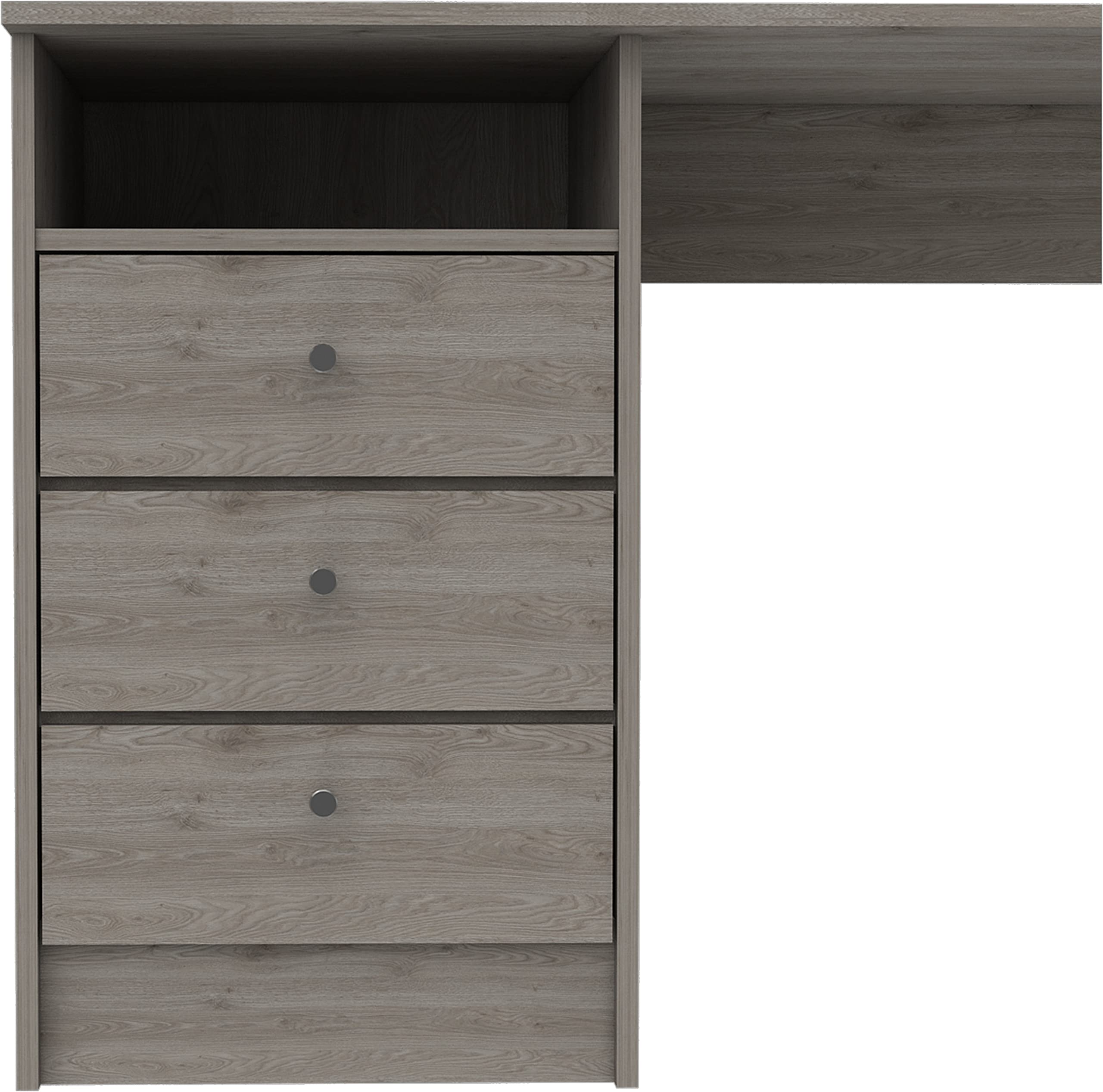 DEPOT E-SHOP Nemocon 3-Drawer Modern Computer Desk, Light Grey, 46.1&quot; W x 19.6&quot; D x 29.5&quot; H, Perfect for Home Office and Remote Learning