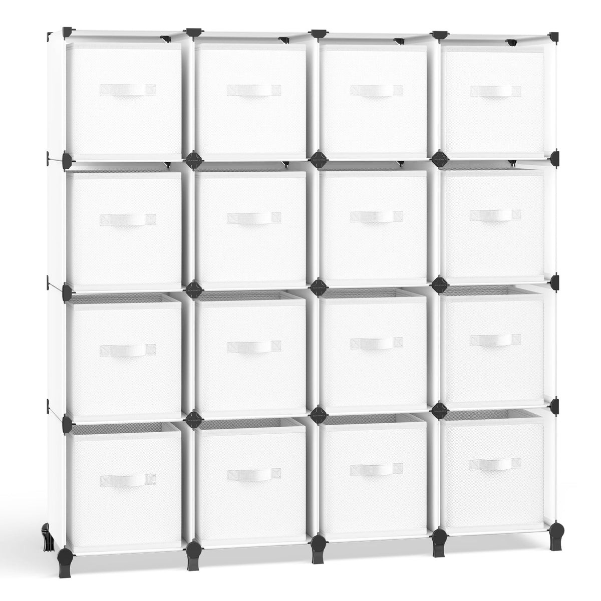 SONGMICS Cube Storage Organizer with Storage Boxes, Set of 16-Cube Organizer, 16 Collapsible Non-Woven Fabric Bins, Customizable