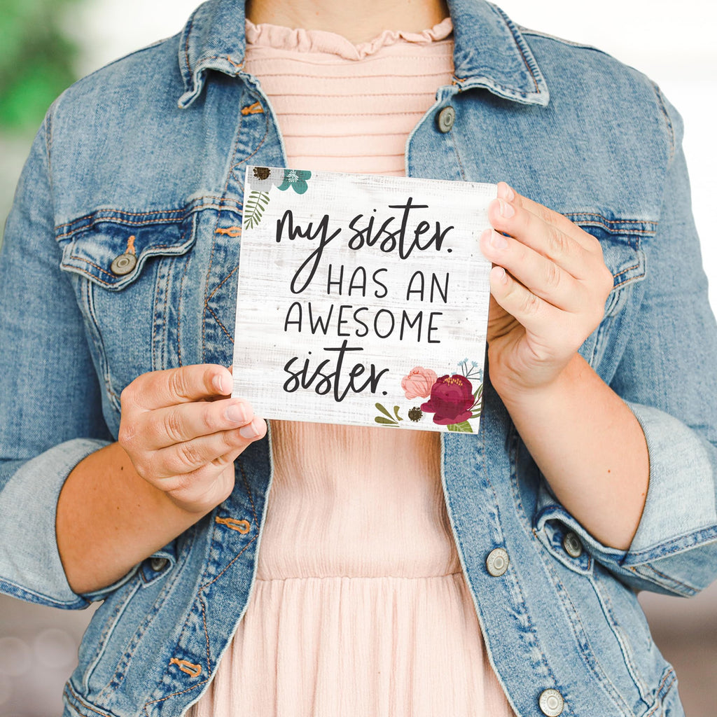 Sincere Surroundings Sts1019 Awesome Sister, 5.25X5.25-Inch, White