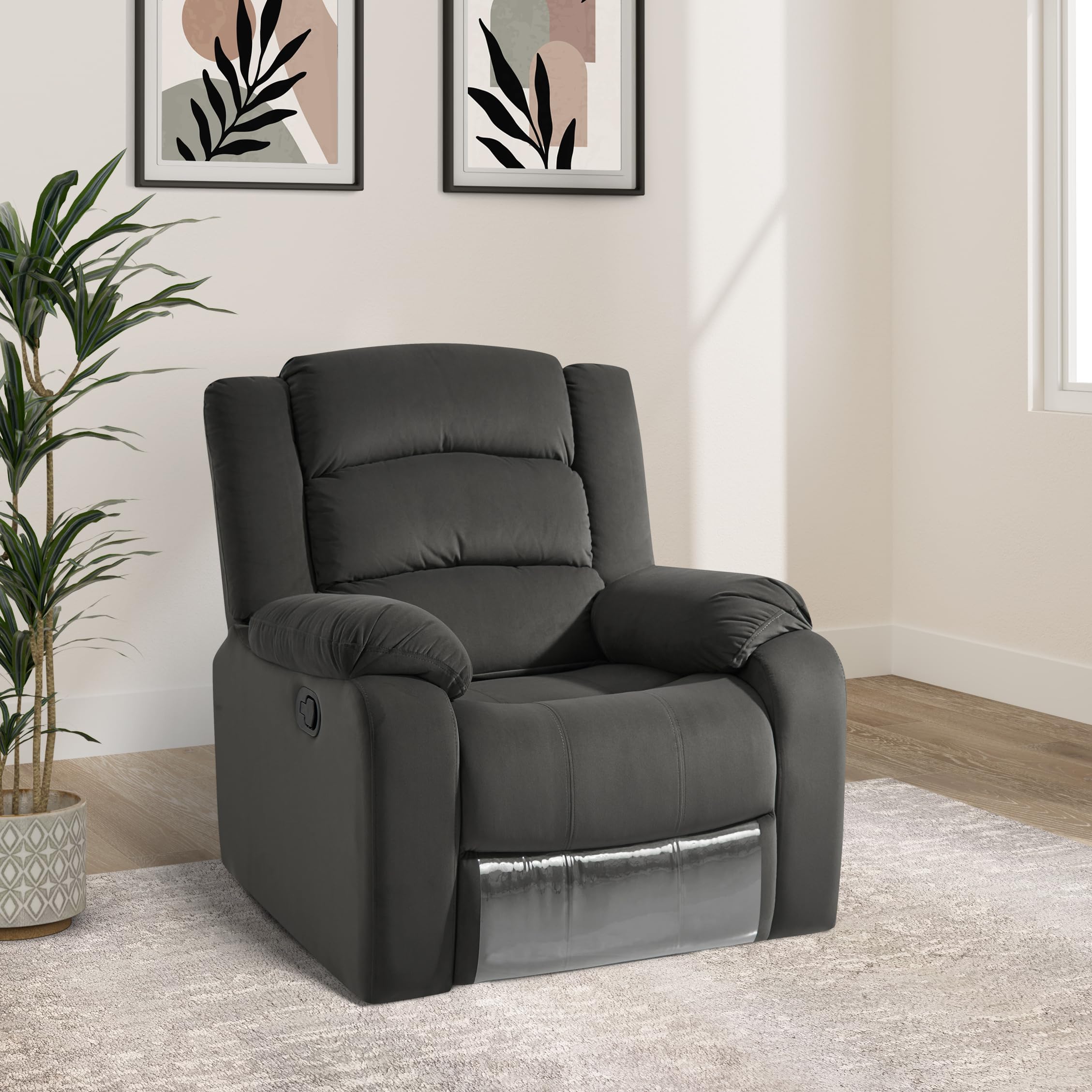 Amazon Brand  Solimo Mars 1 Seater Fabric Recliner (Grey)