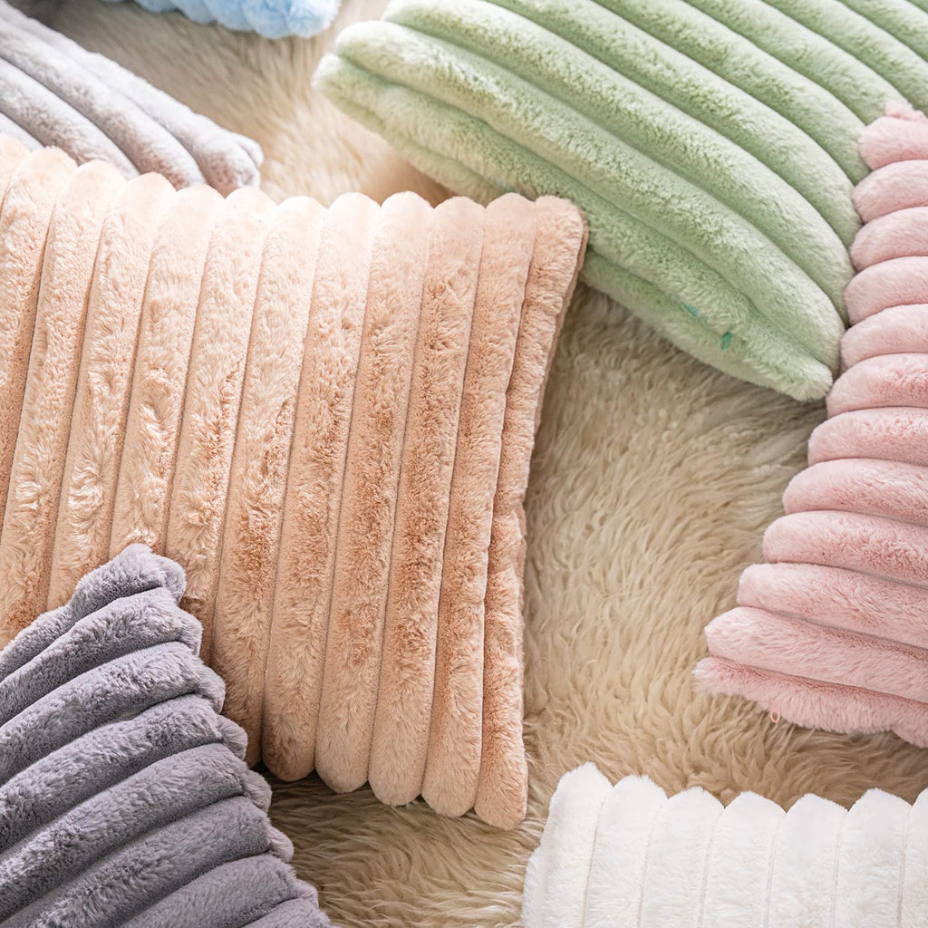 Deeland Pack Of 2,Double-Sided Faux Fur Plush Decorative Throw Pillow Covers Fuzzy Striped Soft Pillowcase Cushion Covers For So