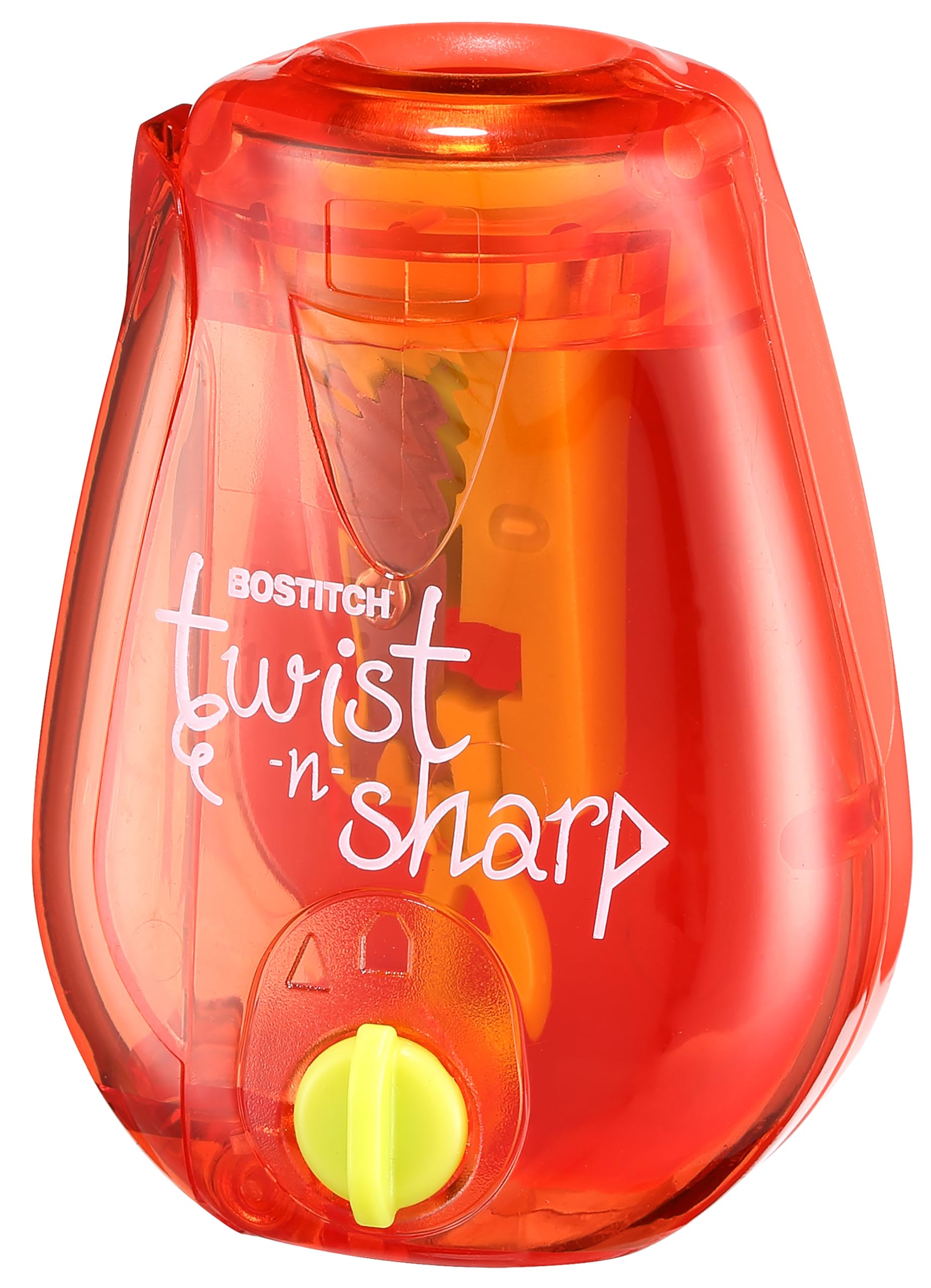 Bostitch Office Pencil Sharpener Twist-N-Sharp Colored Manual Small Pencil Sharpeners Hand Held, 1 Pack, Covered, Red Portable H