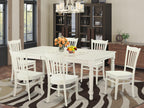 East West Furniture DOGR7-LWH-W 7 Piece Dining Set Consist of a Rectangle Dining Table with Butterfly Leaf and 6 Kitchen Chairs, 42x78 Inch, Linen White